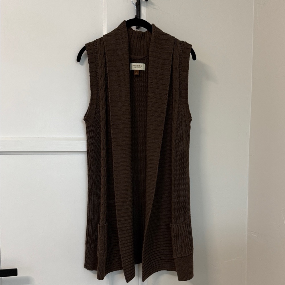 Chocolate Brown Sleeveless Cardigan